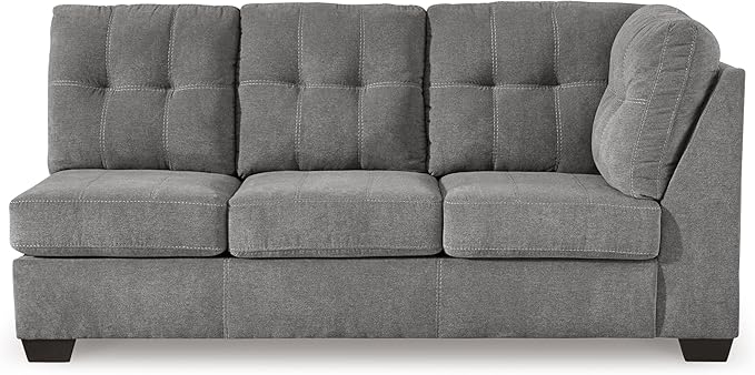 Signature Design by Ashley Marleton Contemporary Left-Arm Facing Tufted 2-Piece Sectional with Chaise and Loose Seat Cushions, Light Gray