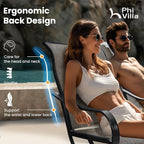 PHI VILLA Patio Swivel Dining Chairs Set of 4 Outdoor Metal Chair with Textilene Mesh Fabric, Patio Gentle Rocker Chair, Black Frame for Deck Garden