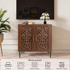 ARTPOWER Accent Cabinet with 2 Doors, Vintage Hollow Carving Buffet Cabinet, Sideboards and Buffets with Storage, Credenza for Living Room, Kitchen, Dining Room, Entryway, Hallway, Walnut