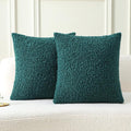 FUTEI Dark Green Throw Pillow Covers 22x22 Inch Set of 2,Furry Faux Fur Teddy Boucle Textured Cushion Covers,Soft Fluffy Decorative Pillow Case,Home Decor for Couch Bed Living Room Office Car