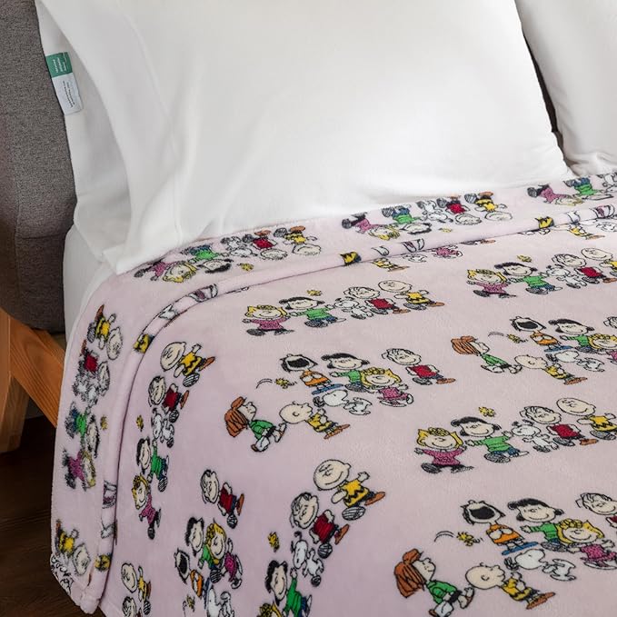 Berkshire Blanket Peanuts® VelvetLoft® Cute Character Snoopy Plush Blanket,Peanuts Laughing Robe Lilac,King 90 in x 108 in (Official Peanuts® Product)