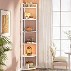 Tribesigns 6 Tier Corner Shelf, 70.9 Inch Tall Corner Bookshelf Small Bookcase Modern Corner Shelving Unit Storage Rack for Living Room, Home Office, Kitchen, Small Space (White)