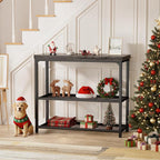 32" Small Console Table with Storage, 3-Tier Narrow Entryway Table, Sturdy Sofa Table with Mesh Shelves, Console Tables for Living Room, Bedroom, Hallway, Entryway, Foyer, Oak Grey