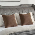FUTEI Dark Brown Chenille Throw Pillow Covers 18x18 Inch Set of 2,Soft Striped & Diamond Textured Cushion Cases,Modern Home Decor for Couch Living Room