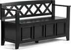 SIMPLIHOME Amherst Entryway Storage Bench - 48 inch Wide Solid Wood Hallway Seat in Black, Transitional Bench for Entryway or Living Room with Lift-Up Lid and Spacious Storage