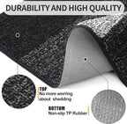 Kitinjoy Indoor Outdoor Door Mat, 48x30 Non-Slip Absorbent Dirt Trapper, Low-Profile Washable Inside Entrance Front Floor Mat, Sturdy Soft Entry Doormats for Entryway, Black