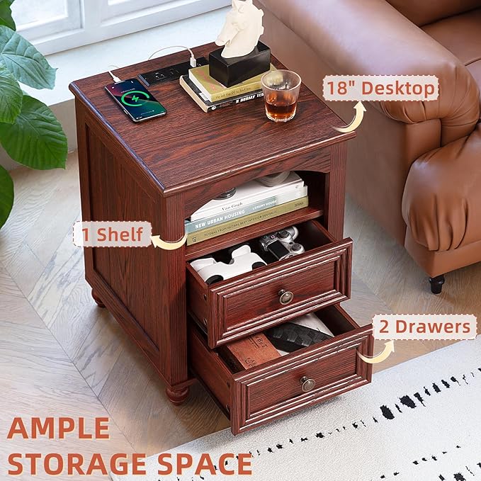 Farmhouse Dressers & Night Stand Set of 4, Wood 54" Wide Dresser & 35" Tall Chest of Drawers, 18" with Charging Station Nightstand Set of 2, Bedroom Furniture Dresser Set for Home Living Room Hallway