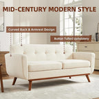 Tbfit Loveseat Sofa, Mid-Century Love Seat Couches, Boucle Small Sofa for Living Room, Bedroom, Office, Button Tufted Upholstered Furniture, Beige