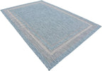 Unique Loom Outdoor Border Collection Area Rug - Soft Border (6' 1" x 9' Rectangle, Aquamarine/ Ivory)