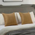 FUTEI Camel Chenille Throw Pillow Covers 16x16 Inch Set of 2,Soft Wide Chevron Textured Cushion Case,Farmhouse Home Decor for Couch Bed Living Room