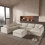 Cloud Couch Modular Sectional Sofa with Storage Ottomans,Oversized Down Filled 8 Seater Convertible Sectional Sofas, Khkai Wide Deep Seat Couch for Living Room,Covers Washable&Replaceable