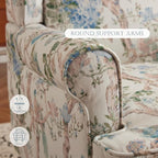 MELLCOM Floral Accent Chair, High Back Upholstered Armchair with Solid Legs, Leisure Single Sofa Chair for Living Room, Bedroom, Home Office, Light Blue Floral&Bird