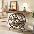 LITTLE TREE Console Table for Entryway, 39.37" Sofa Table Behind Couch, Wooden Industrial 4-Tier Narrow Accent Table with Metal Frame for Entrance, Living Room, Hallway, Foyer
