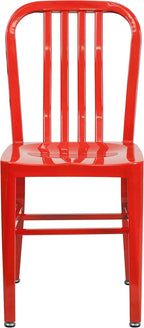 Flash Furniture Gael Indoor/Outdoor Modern Metal Dining Chairs, Commercial-Grade Galvanized Steel Restaurant Chairs, Set of 2, Red
