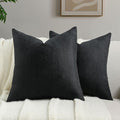 FUTEI Black Chenille Throw Pillow Covers 26x26 Inch Set of 2,Soft Wide Chevron Textured Euro Pillow Shams,Farmhouse Home Decor for Couch Bed Living Room