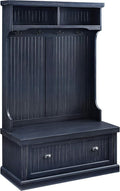 Crosley Furniture Seaside Hall Tree with Shoe Rack Bench and Coat Hooks for Hanging Storage, Distressed Navy