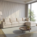 Cloud Couch Modular Sectional Sofa,134" L Shaped Couch, Oversized Convertible Wide Seater,4 Seater with Ottoman for Living Room Set, Covers Washable&Replaceable,Khkai