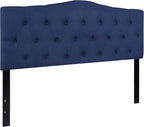 BizChair Tufted Upholstered Queen Size Headboard in Navy Fabric