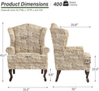 Accent Chair, High Back Upholstered Armchair with High Resilience Sponge & Wood Legs, Mid-Century Modern Comfy Single Sofa Reading Chairs for Living Room, Bedroom (Floral Sand, Set of 1)