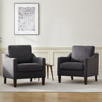 VKNOW Mid Century Modern Accent Chair, Upholstered Living Room Chairs Armchair for Bedroom, Comfy Reading Accent Chairs with Wood Legs for Living Room (1, Dark Grey)