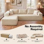 106" Cloud Sectional Couch with Chaise Lounge,L Shaped Modular Modern Sofa,Comfy Corduroy Fluffy Couches with Deep Seat,No Assembly Required Couch for Living Room(Left,Plush Corduroy,Beige)