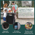 Keter Unity Portable 40 Gal Outdoor Table and Storage Cabinet w/Accessory Hooks, Stainless Steel Top for Patio Kitchen Island or Bar Cart, Dark Brown