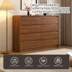 8 Drawer Dresser For Bedroom 55 Inch Wood Chest of Drawers - Curved Anti Collision, Mid Century Dresser For Closet with Natural Texture & Pre-Embedded Slots for TV Stand, Living Room, Nursery