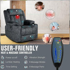 LEVELEVE Retro Rocking Recliner Chair, Massage Rocker Recliner Chair with Vibration Massage and Heat, USB and Type-C Ports,360° Swivel Chairs,Living Room, Bedroom, Nursery, RV, Dark Grey
