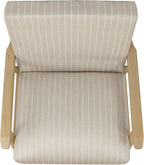 Mid-Century Modern Accent Chair, Natural Wood Frame (Beige Sripe)