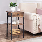 VECELO 27.5" Tall End Tables, Nightstands with Adjustable Shelf and Bin Drawer for Living Room/Bedroom,Set of 2