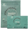 Grab Green Stoneworks Laundry Detergent Pods and Dryer Sheet Bundle, 50 Count Pods and 80 Dryer Sheets, Fragrance Free Rain Scent, Plant and Mineral Based Laundry Care Set