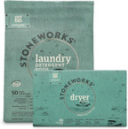 Grab Green Stoneworks Laundry Detergent Pods and Dryer Sheet Bundle, 50 Count Pods and 80 Dryer Sheets, Fragrance Free Rain Scent, Plant and Mineral Based Laundry Care Set
