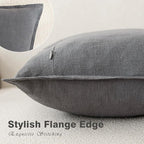 Foindtower Pack of 2, Decorative Linen Soild Throw Pillow Covers Soft Accent Square Cushion Case Boho Farmhouse Pillowcase for Chair Couch Sofa Bedroom Living Room Home Decor 24 x 24 Inch Grey