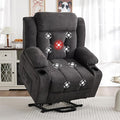 Dual Motor Power Lift Recliner for Elderly, Large Electric Lift Recliner with Massage and Heat, Cup Holders, Side Pocket, Fabric(Dark Grey)