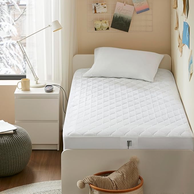 Beautyrest 3M Scotchgard Heated Mattress Pad - Electric Bed Warmer with 5 Heat Settings, 10 Hr Auto Shut Off Timer, All Around Elastic Deep Pocket, UL Certified, Machine Washable, White Full
