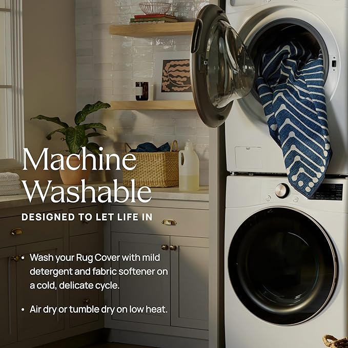 RUGGABLE x Jonathan Adler Machine Washable Modern Area Rug – Inkdrop Black & Ivory 8x10, Stain-Resistant, Non-Slip – Large Rugs for Living Room, Bedroom, Hallway, Entryway & Office–with Standard Pad