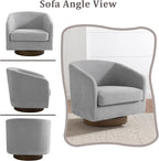 Lumibee Swivel Accent Chair, Chenille Fabric Swivel Barrel Chair for Living Room, Modern Comfy Upholstered Round Armchair Single Sofa Chair for Bedroom, Club-Light Grey