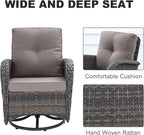 HUMMUH 7-Piece Patio Furniture Set with Fire Pit,Wicker Patio Sofa Set Outdoor Swivel Rocking Chairs with Ottomans for Backyard,Poolside,Deck