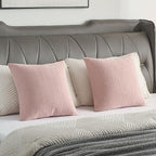 FUTEI Pink Chenille Throw Pillow Covers 20x20 Inch Set of 2,Soft Striped & Diamond Textured Cushion Cases,Modern Home Decor for Couch Living Room
