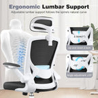 Ergonomic Office Chair, Computer Desk Chair Comfy with Adjustable Headrest, Lumbar Support, Flip-up Armrests, Gaming Chairs for Long Hours, White