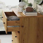 WAMPAT 6-Drawer Kids Dresser for Bedroom, 2-in-1 Modern Large Chest of Drawers with Black Knobs, 71 Inch Wide Oak Brown Wood Children Dresser for Baby Room, Nursery