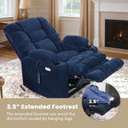 EONIX Dual Motor Lay Flat Power Lift Recliner Chair for Elderly, 400lbs Heavy Duty Recliner Lift Chairs for Adults, Chair Lift Recliner Sofa with Cup Holders, Heat and Massage, Navy Blue