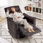CANMOV Swivel Rocker Recliner, Glider Rocking Chair, Nursing Chairs Swivel Glider Recliners with Soft Backrest, Leathaire Manual Reclining Sofa for Living Room Bedroom Apartment, Dark Brown