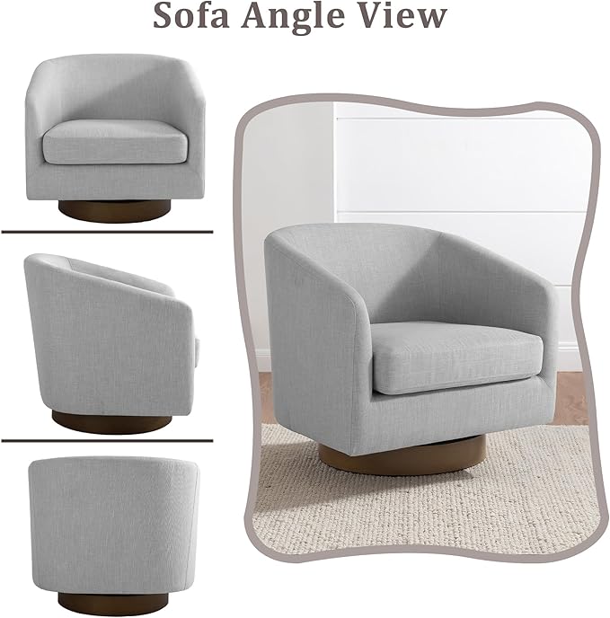 Lumibee Swivel Accent Chair, Chenille Fabric Swivel Barrel Chair for Living Room, Modern Comfy Upholstered Round Armchair Single Sofa Chair for Bedroom, Club-Cool Gray