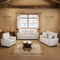 Morden Fort Faux Leather Chair, Loveseat and 3 Seater Sofa Set, Modern Luxury Furniture with Removable and Easy to Clean Cushions, Skin-Friendly Wide Arm for Living Room Apartment Office, White