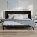 Serene Farmhouse Style Wood Bed in King Size with Chevron Scoring Headboard, Coastal Modern Design, Sturdy, Easy Assembly, Ample Underbed Storage, Black Finish