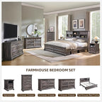 T4TREAM Farmhouse 7 Drawers Dresser for Bedroom, 54" Wide Wood Rustic Chest of Drawers w/Roman Column, Wooden Storage Dressers Organizer for Bedroom, Living Room, Closet, Dark Rustic Oak