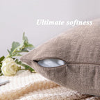 GAWAMAY Decorative Chenille Throw Pillow Covers 24x24 Inch Pack of 2, Soft Square Couch Pillow Cover for Sofa Cushion Living Room Bedroom Pillowcases Taupe Grey 60x60cm (ONLY Covers)