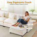 111.4" L-Shaped Cloud Chenille Sectional with Reversible Chaise, Flexible 3+1 Layout for Large Spaces, Deep Seat and Free Pillows Included