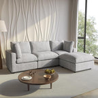 Cloud Sectional Couches for Living Room,100.5" Convertible L Shaped Couch with Ottoman, 4 Seater Modular Sectional Sofa,Deep Seater Furniture Sets,Gray